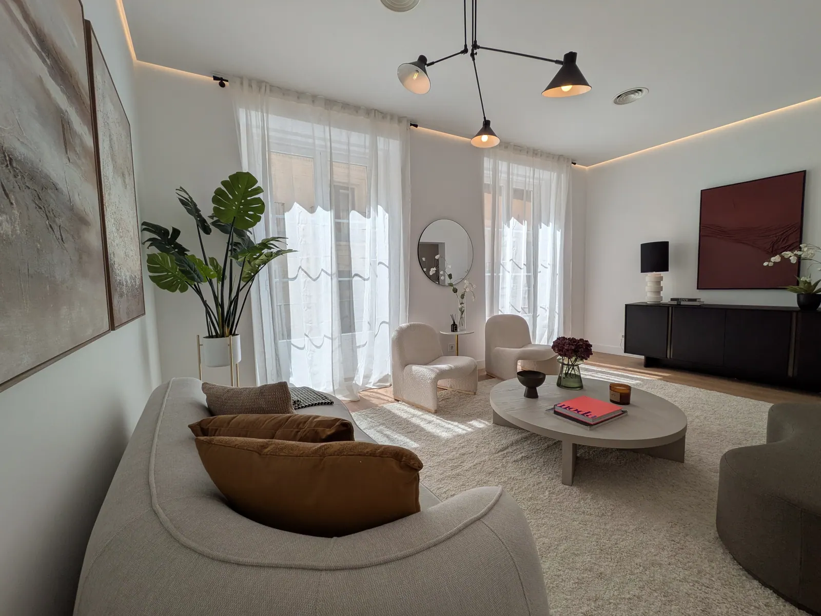 Completed EKEI residential interior with natural light and integrated architectural detailing.